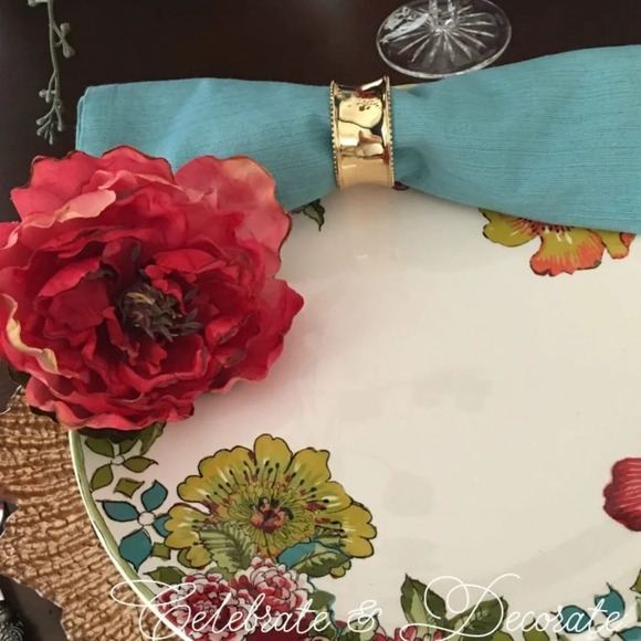 WORLD MARKET  Porcelain FLOWER BLOOMS DINNER PLATE - Picture 4 of 6